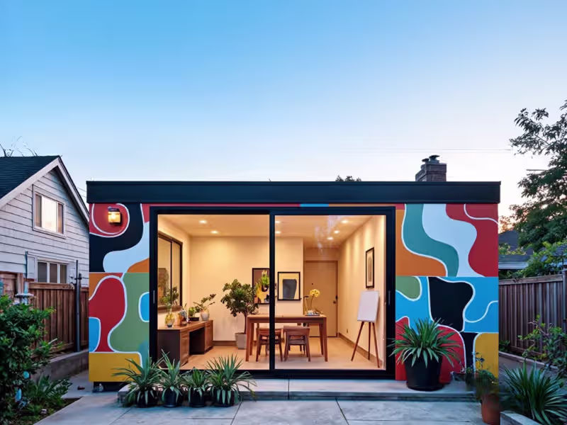 Studio de jardin modulaire aménagé en atelier créatif